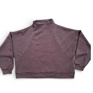 Crane Sweatshirt Women Large Brown Excellent Mock Neck Boxy Pullover Top